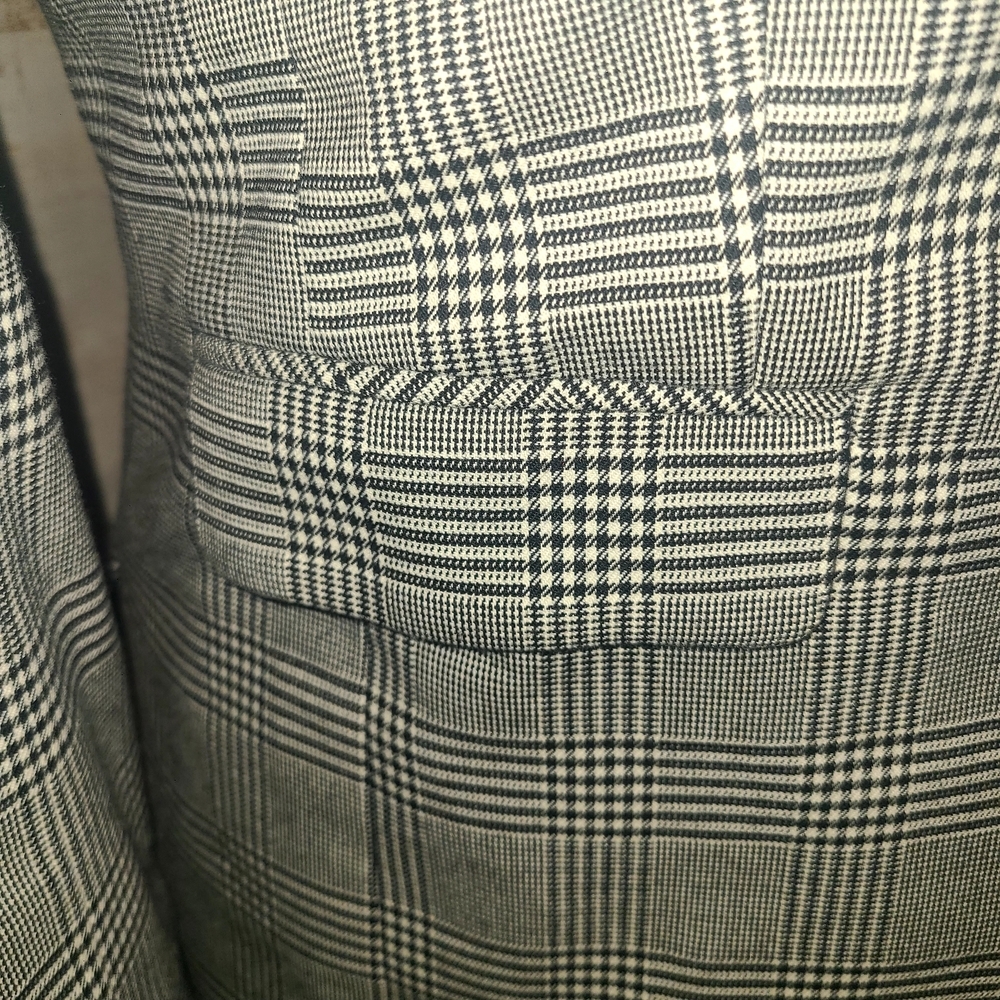 Veronica Beard Black Leather, Plaid Print Blazer Timeless Sophistication - Picture 6 of 11